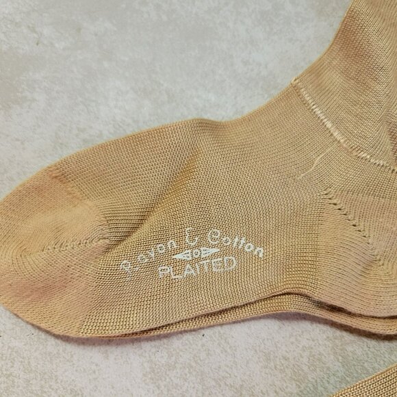 Antique Child's Over The Knee Socks 4 Pair Cotton & Rayon 6 1/2 Beige Dan Knit - Picture 4 of 13